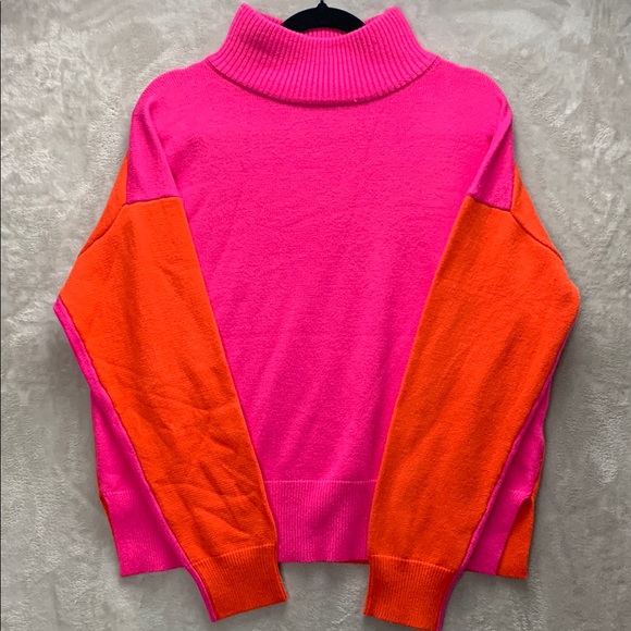 six/fifty 650 Sweaters - SIX/FIFTY 650 SIX FIFTY | LARGE WOMEN'S 2 TONE SWEATER | PINK ORANGE